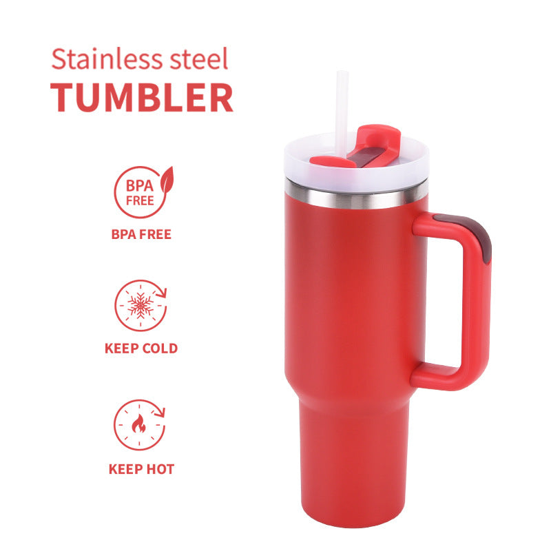 Stainless Steel Insulated Travel Tumbler With Ergonomic Handle And Bpa-Free Straw Lid