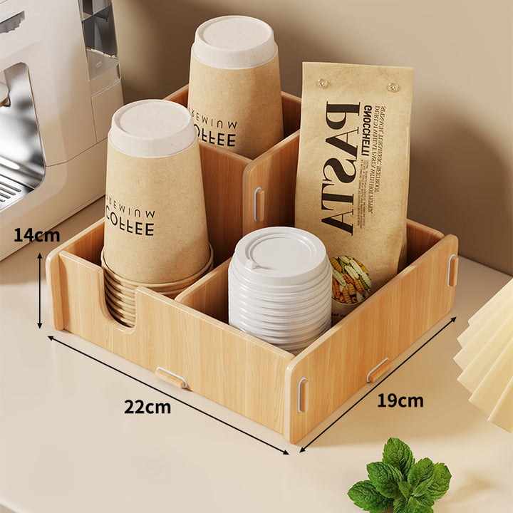 Modular Tiered Countertop Coffee Cup Lid and Straw Organizer