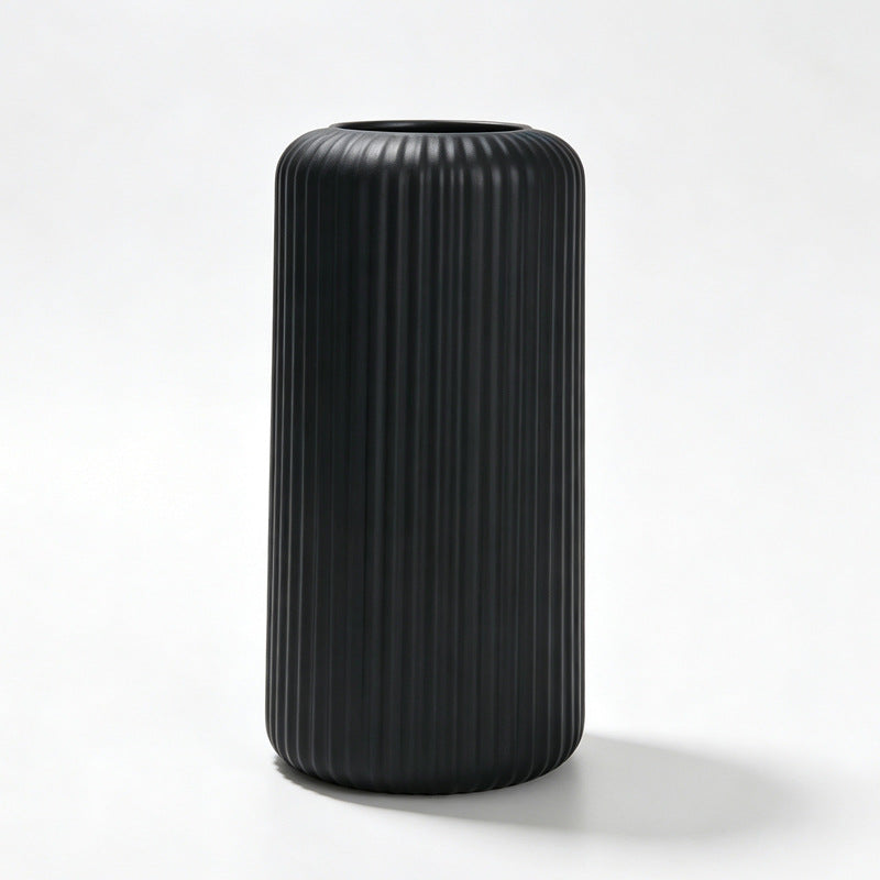 Elegant Ribbed Ceramic Decorative Vase Kalsten