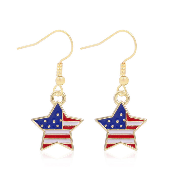 Women's star-shaped enamel earrings with USA flag motif and gold-plated fish Kalsten