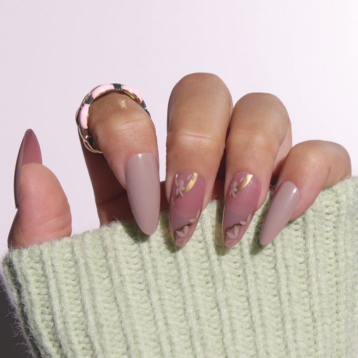 Elegant Floral Accented Stiletto Press-On Nails Kalsten