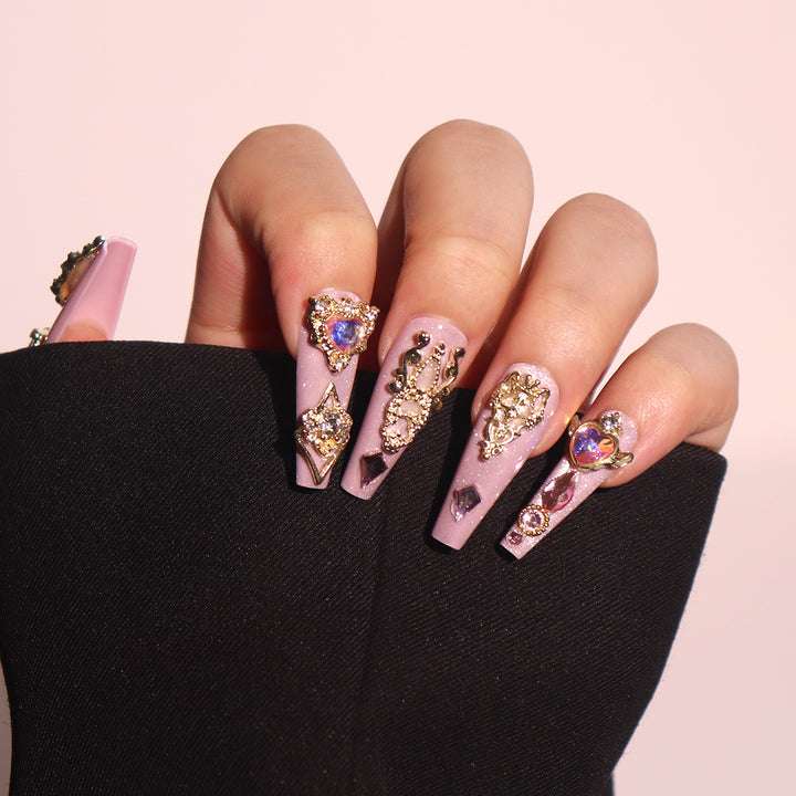 Deluxe Rhinestone-Embellished Stiletto Press-On Nails Kalsten