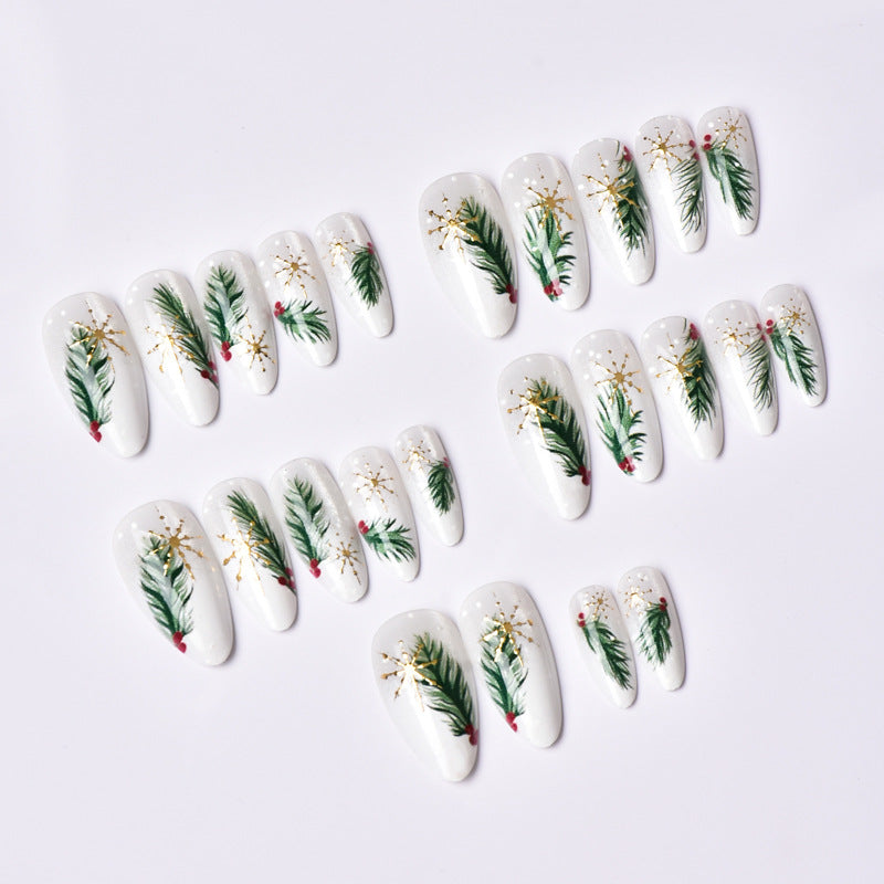 Festive Botanical Press-On Nail Art
