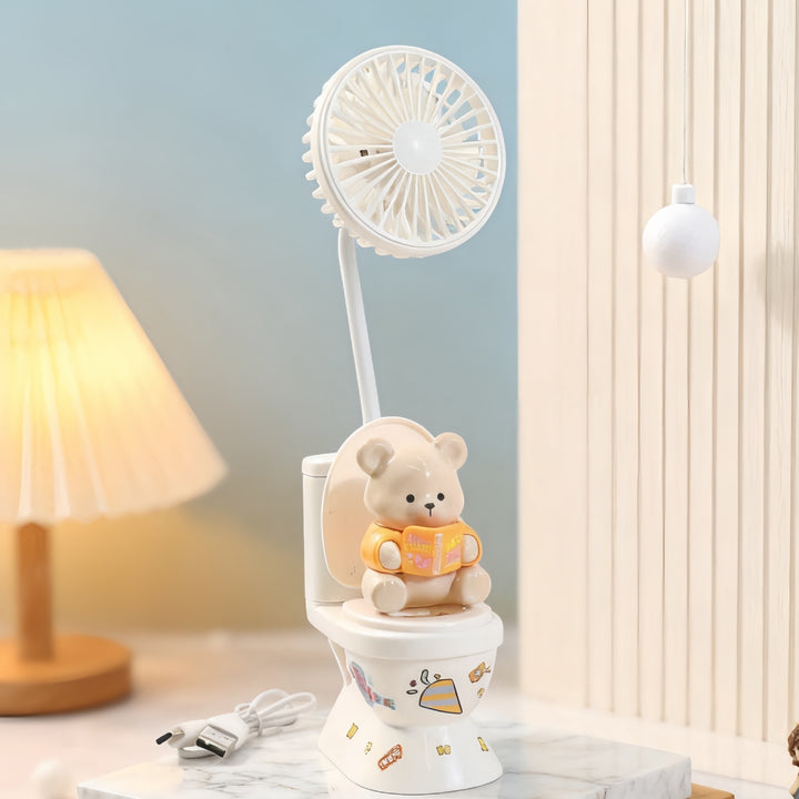 Ladies Cute Hand Fan with Plush Bear Design Kalsten