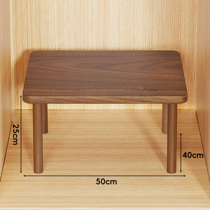 Height-Adjustable Rectangular Wooden Riser Table with Detachable Round Legs