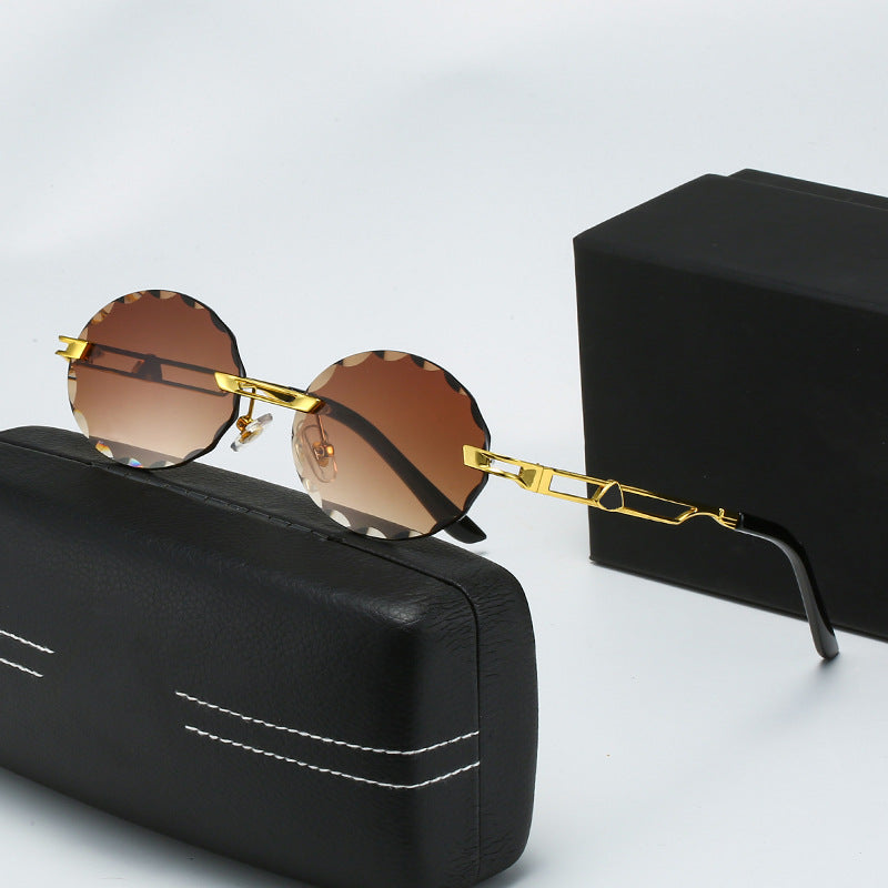 Ladies round sunglasses with unique wave design and high-quality metal frame Kalsten