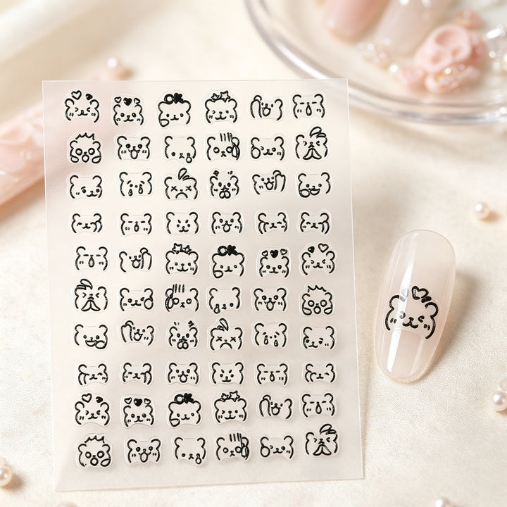 Cute Animal-Themed Nail Art Sticker Set