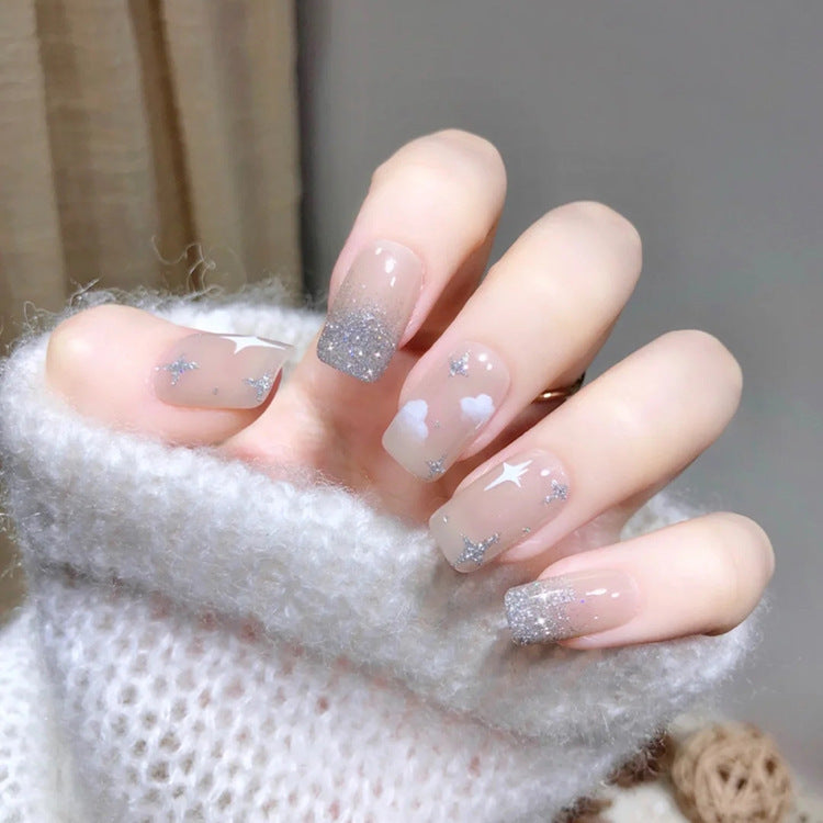 Gradient Glittery Press-On Nail Set