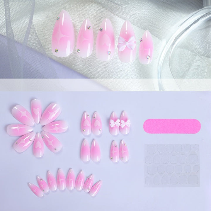 Artificial nail set with delicate hearts and sparkling accents Kalsten