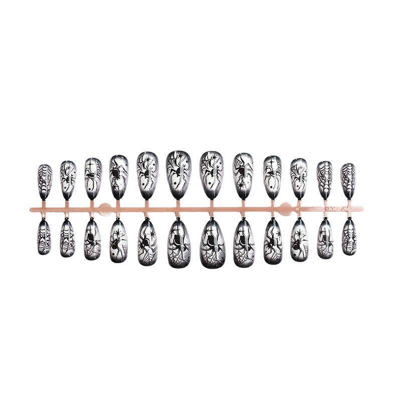 Halloween-Themed Spider-Design Press-On Nails