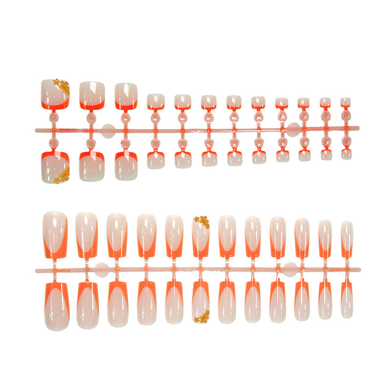 Artificial nail set with stylish orange neon accents Kalsten