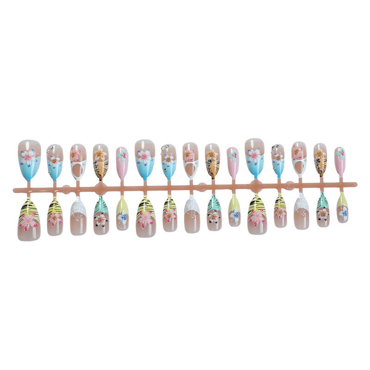 Tropical-Inspired Decorative Press-On Nail Art Set