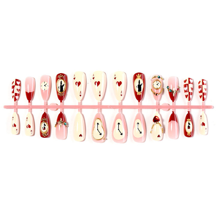 Artificial Nail Set with Romantic Heart Designs and Glitter Elements Kalsten