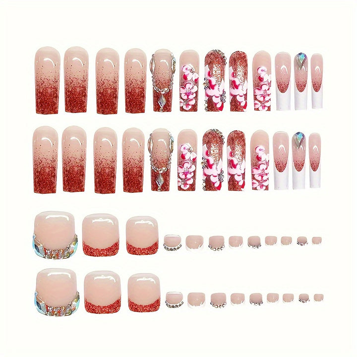 Designer Floral Acrylic Nail Art Kalsten