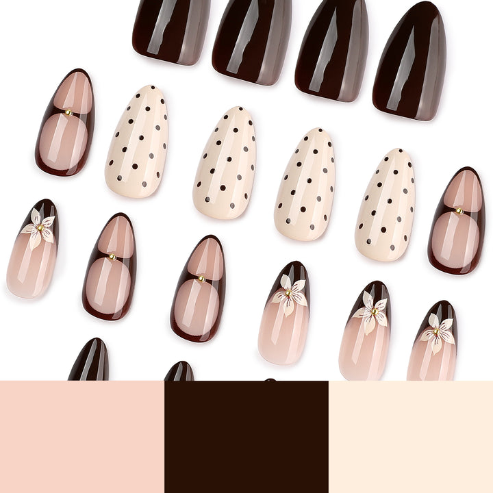 Artful nail design with floral and dot motifs Kalsten