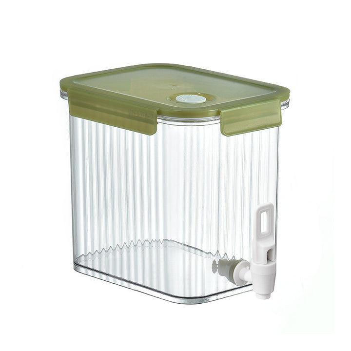 Transparent drink dispenser with spout and airtight snap lid