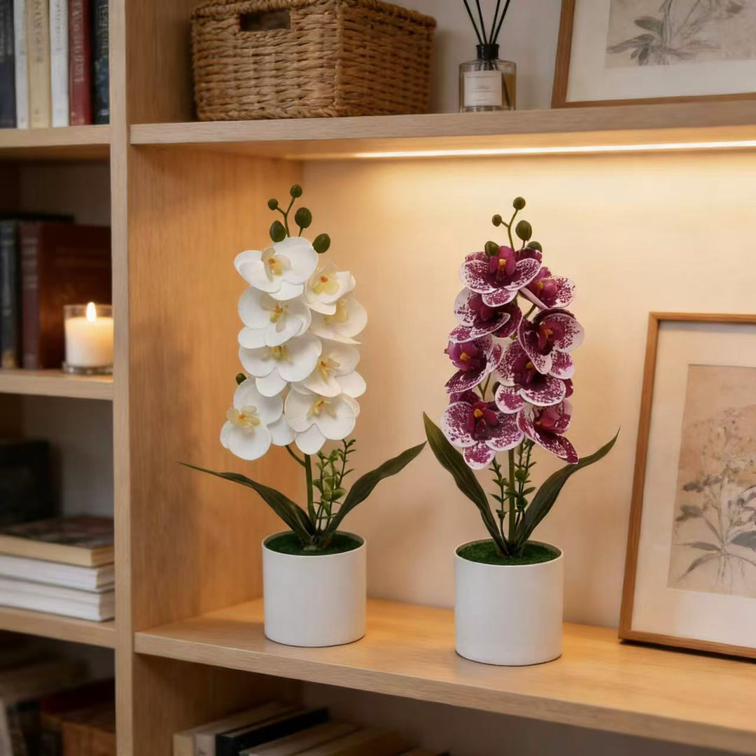 Decorative Artificial Orchid Arrangement for Tabletop Home Decor
