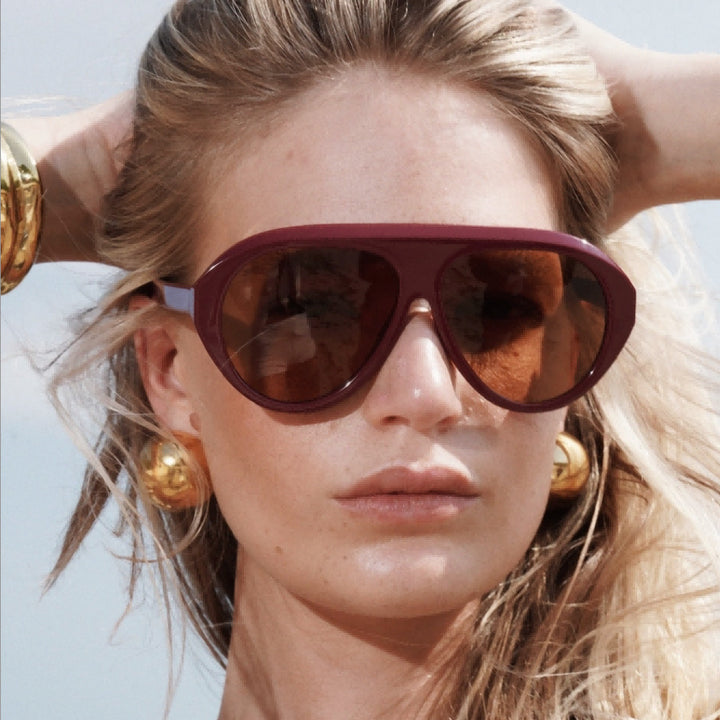Women's Statement Sunglasses with Wide Frame and Green Lenses Kalsten