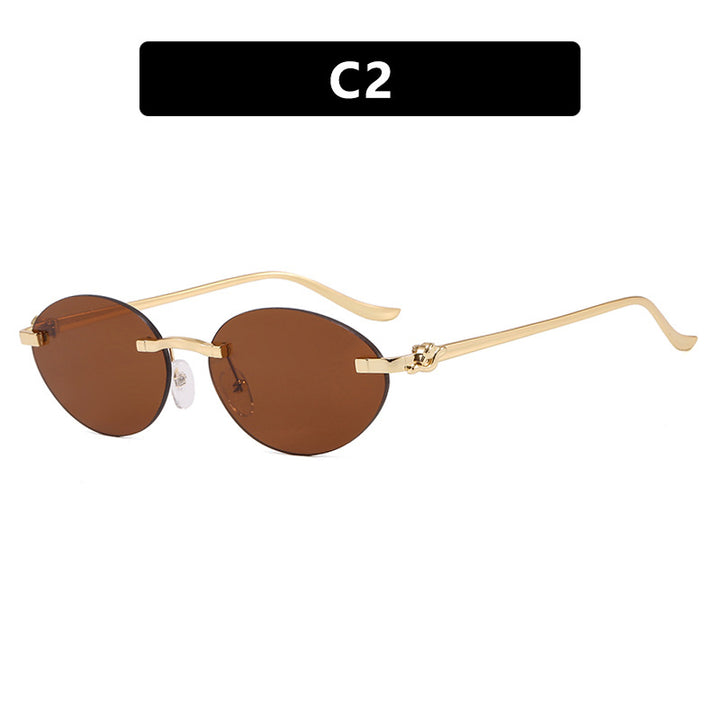 Women's elegant oval sunglasses with golden accents Kalsten