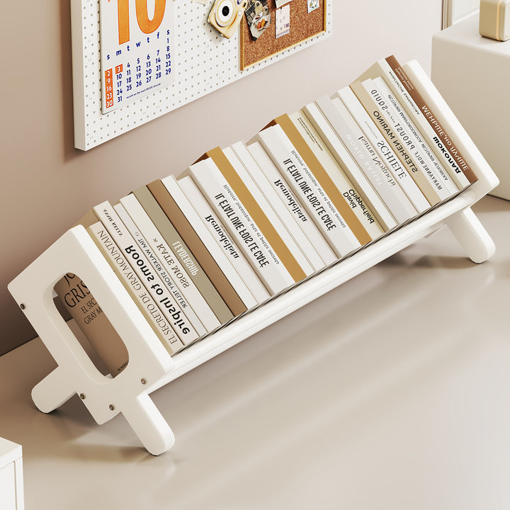 Angled Bamboo Desktop Book and Magazine Rack with Non-Slip Rods