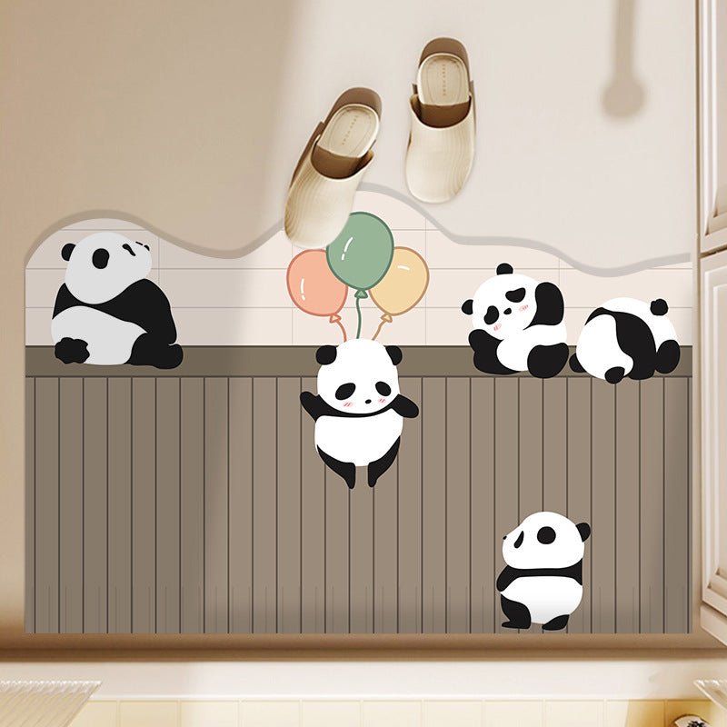 Playful Panda-Themed Bathroom Mat