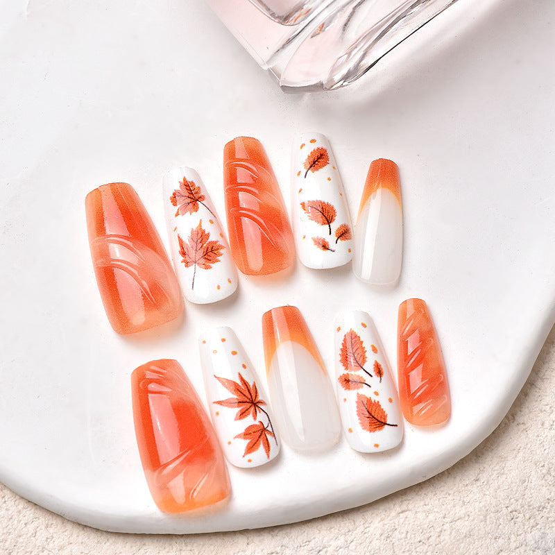 Autumn-Themed Press-On Nail Art Set Kalsten