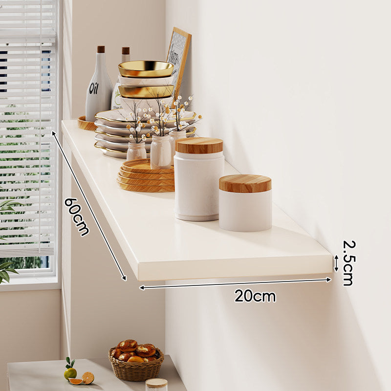 Floating Wall-Mounted Solid Wood Display Shelf with Concealed Brackets and Slim Profile