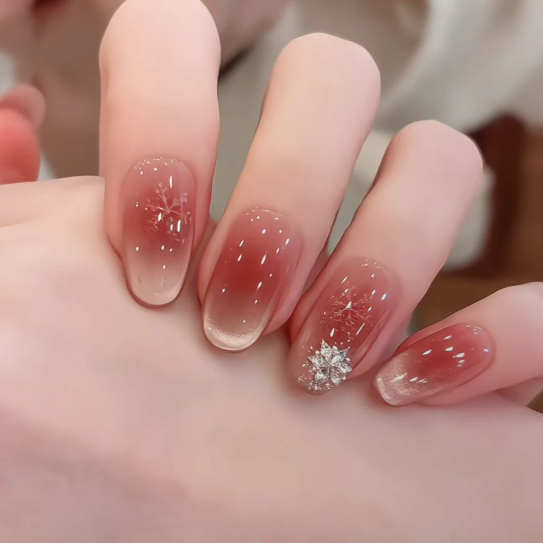 Ombre Gel Nail Extensions with Decorative Accents