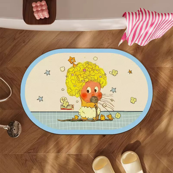 Cartoon-Themed Bath Mat for Bathroom