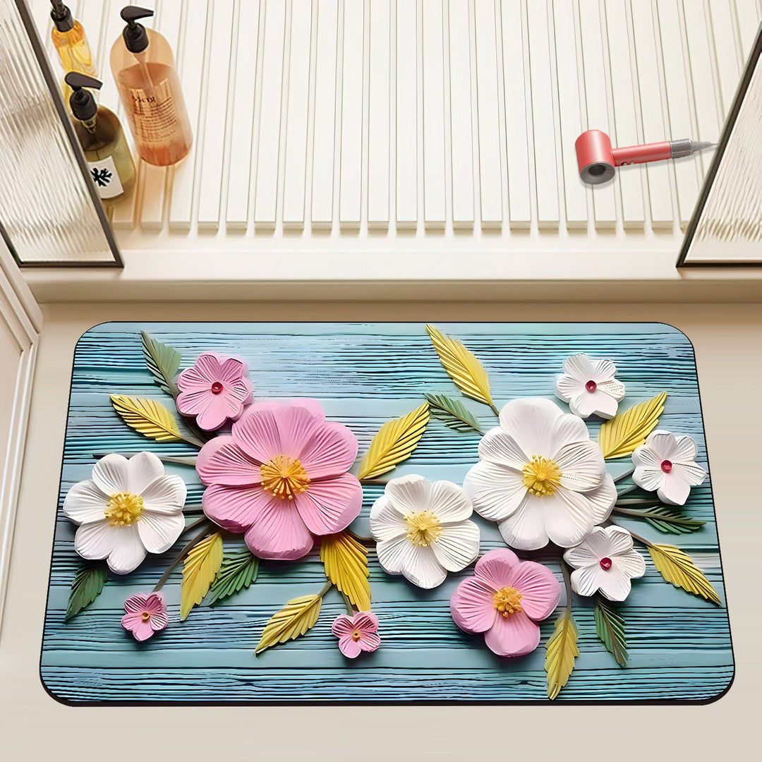 Artistic Floral Bath Mat