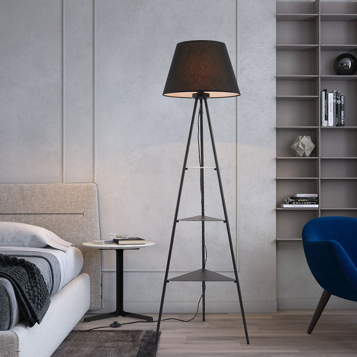 Triangular Floor Lamp with Integrated Shelves