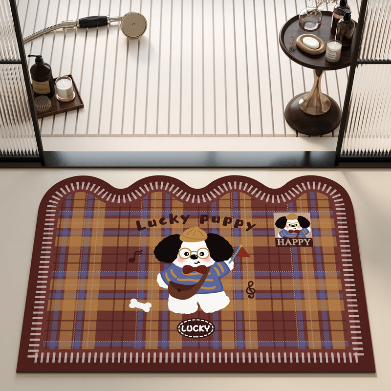 Playful Puppy Themed Bath Mat Kalsten