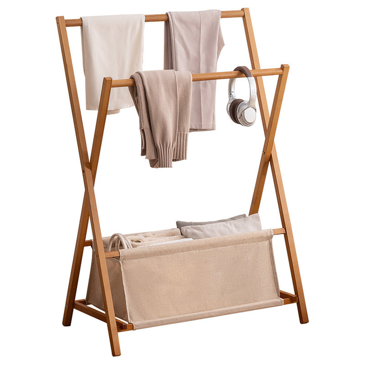 Designer laundry rack with foldable frame and practical shelf Kalsten