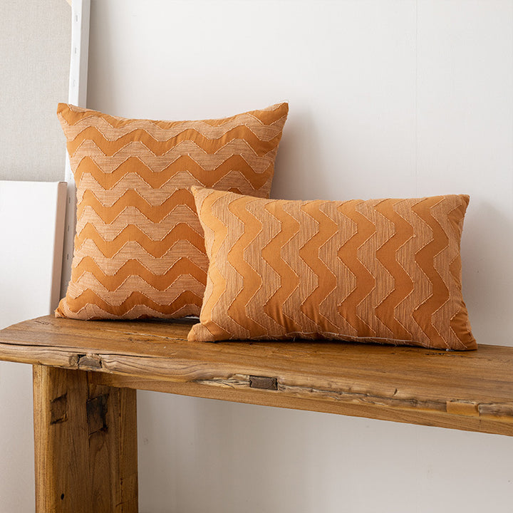 Decorative Chevron Textured Square Throw Pillow Cover with Woven Zigzag Embroidery