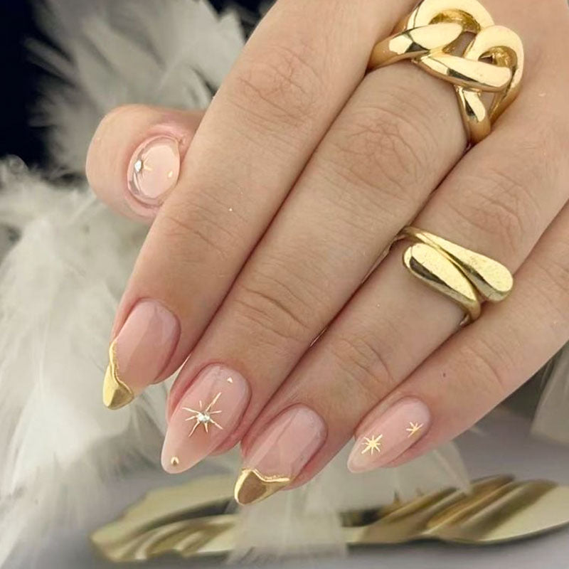 Elegant Star-Accented Press-On Nail Art
