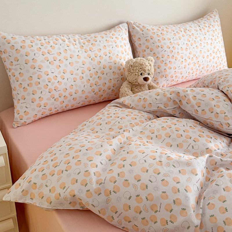 Cotton percale duvet cover and pillowcase set