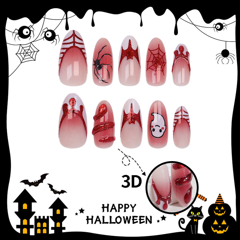 Halloween Fake Nail Set with spooky spider and ghost designs Kalsten