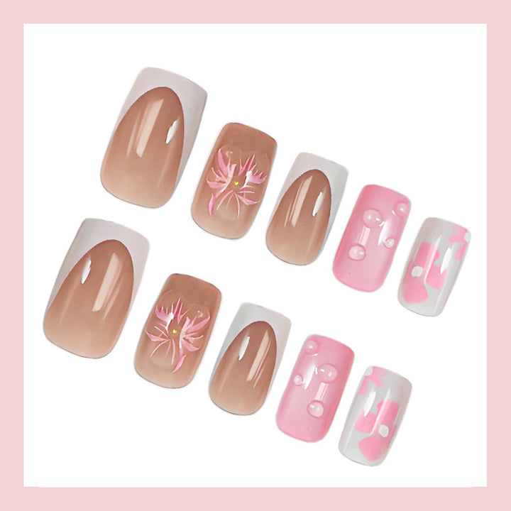 Acrylic nail set with floral and glamorous design Kalsten