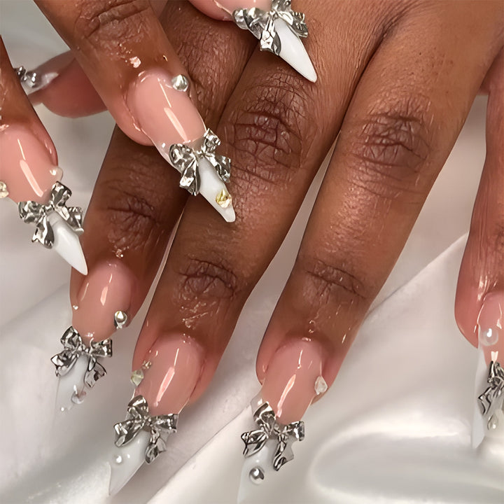Decorative Stiletto Nail Art Extensions with Rhinestone Accents Kalsten