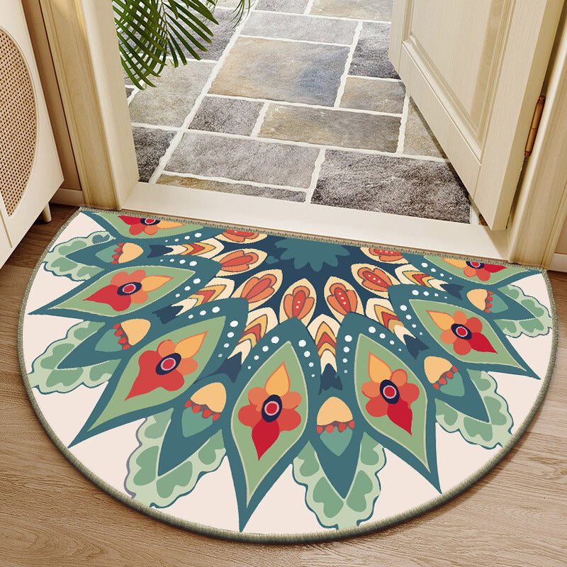Elegant Round Floral Design Indoor Mat Kalsten