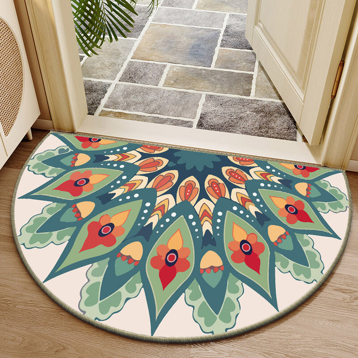 Elegant Round Floral Design Indoor Mat Kalsten