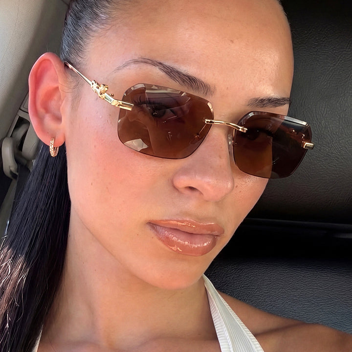 Women's fashionable square sunglasses with elegant gold frame and protective UV filter Kalsten