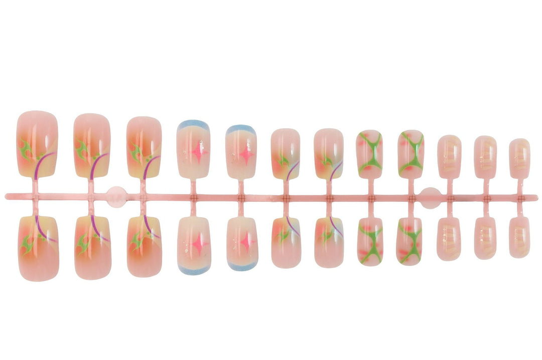 Artificial nail set with luxurious flower and ombre design Kalsten