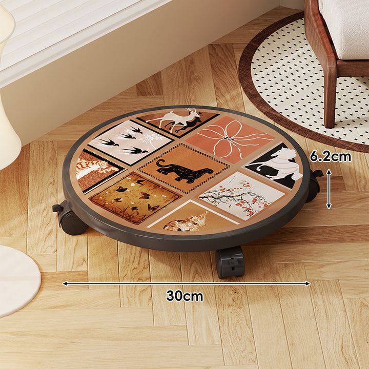 Round Decorative Rolling Plant Dolly with Locking Swivel Casters