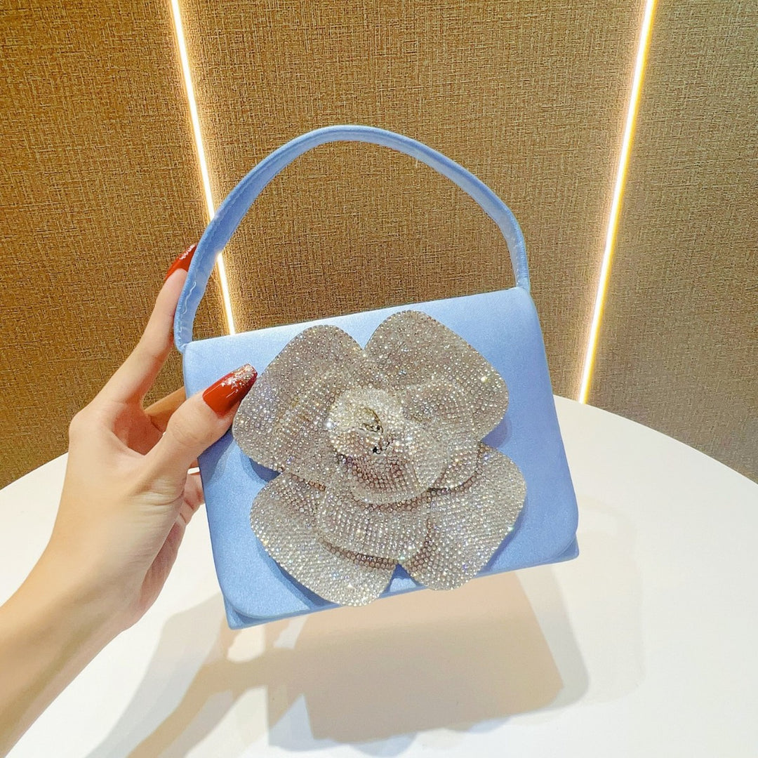 Floral Rhinestone-Embellished Evening Bag