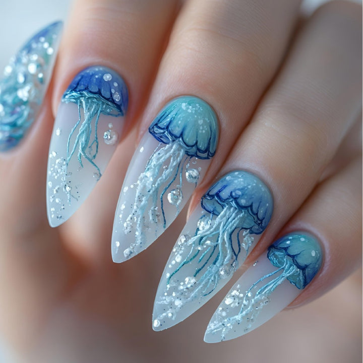 Artistic Jellyfish Design Nail Art Kalsten