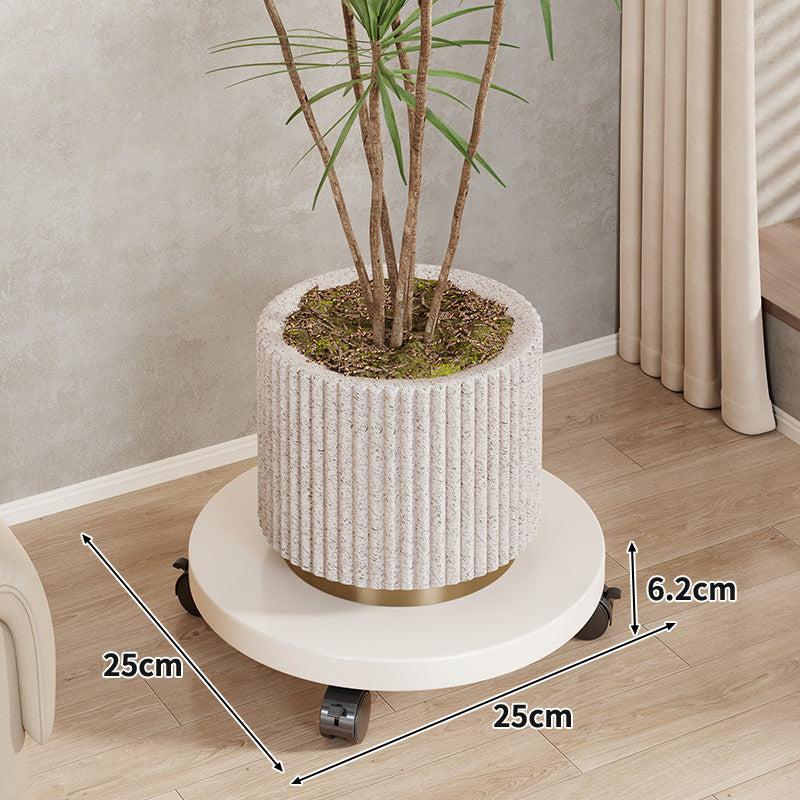 Round Wooden Rolling Plant Caddy