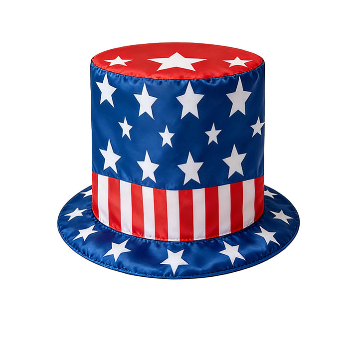 Unisex nan patriotic novelty tall top hat with star-printed band and striped brim Kalsten