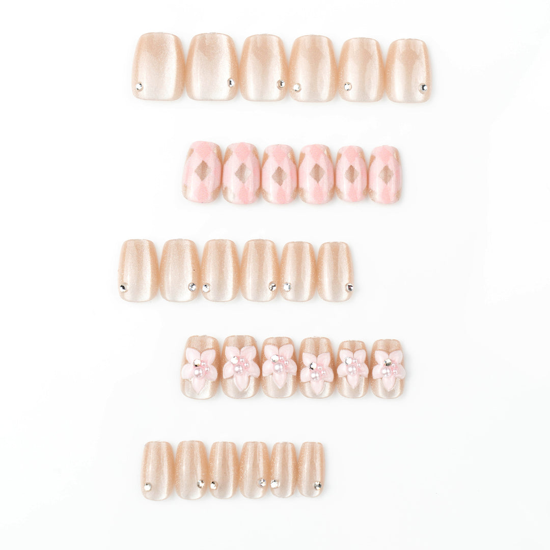Artistic Gem-Embellished Press-On Nail Art Set Kalsten