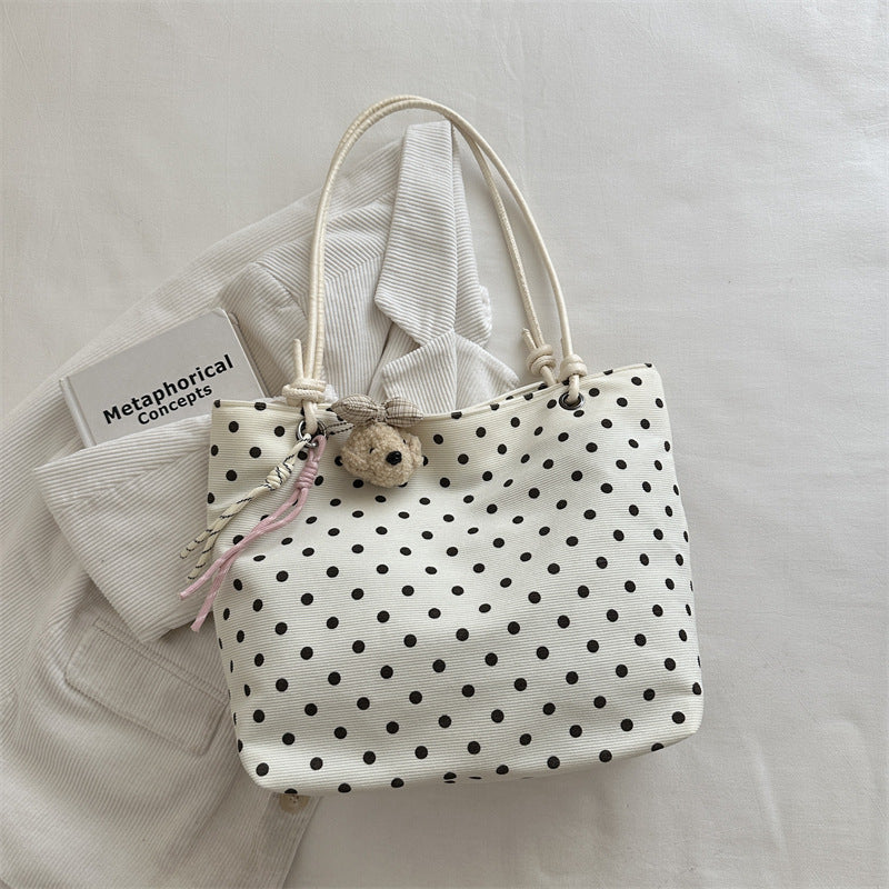 Playful Polka Dot Fabric Tote Bag